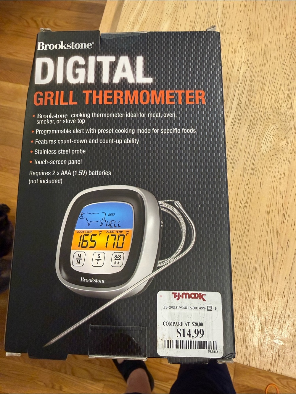 Brookstone Black and Silver Digital Grill Thermometer with Probe